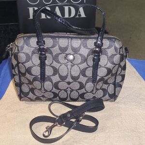 Authentic Coach Signature Satchel Black and Gray Crossbody Bag NOW ONLY $110